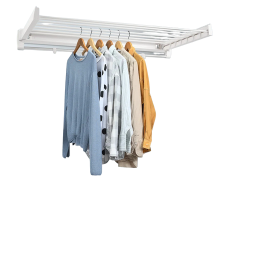 Tendedero de Ropa Retráctil de Pared de Aluminio con 4 Ganchos Móviles y Tapas ABS