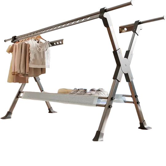 Tendedero de Ropa Retráctil de Suelo a Techo, Plegable para Balcón, Interior y Exterior, Perchero Telescópico