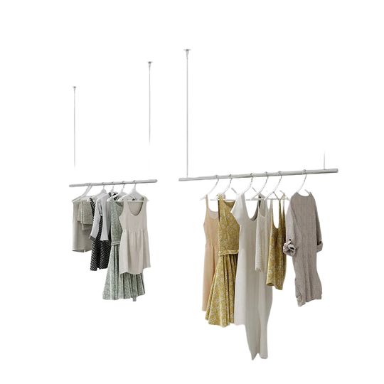 Tendedero de Ropa Retráctil de Techo con Cable de Acero Inoxidable Ajustable para Tiendas y Hogar