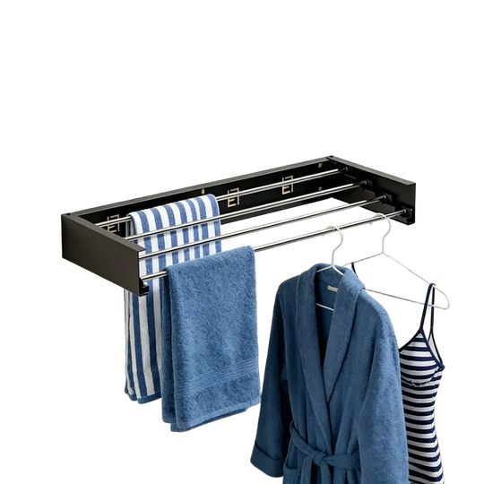 Tendedero de Ropa Retráctil Invisible de Acero al Carbono 60cm 5 Barras Montaje en Pared