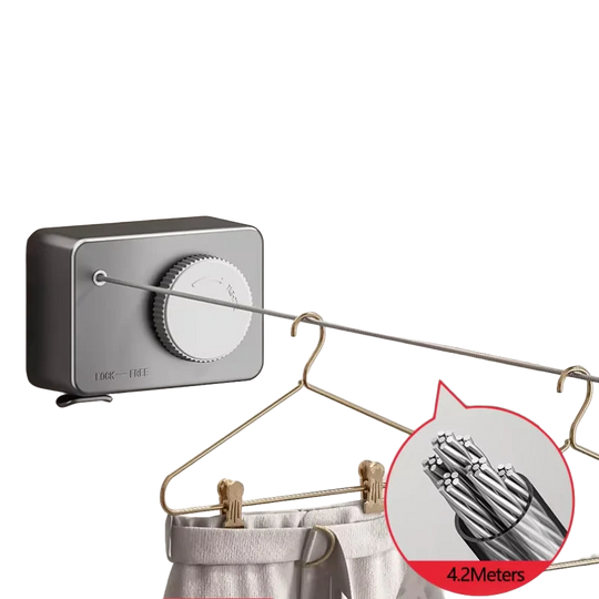 Tendedero de Ropa Retráctil Invisible para Interior Multipropósito con Cuerda de Pared