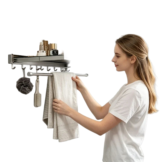 Tendedero de Ropa Retráctil Multiusos Plegable de Acero Inoxidable con Red para Balcón y Baño