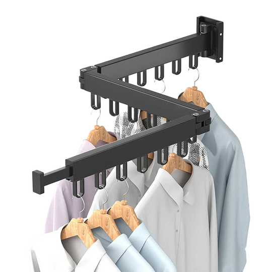 Tendedero de Ropa Retráctil Plegable de Aluminio para Pared, Ahorra Espacio Interior y Exterior