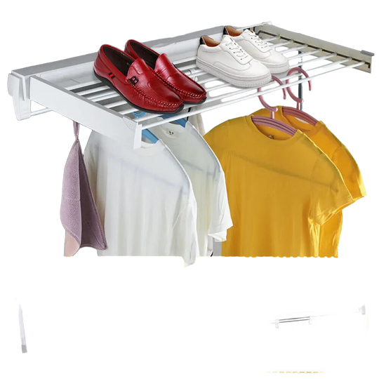 Tendedero de Ropa Retráctil Plegable de Pared Blanco