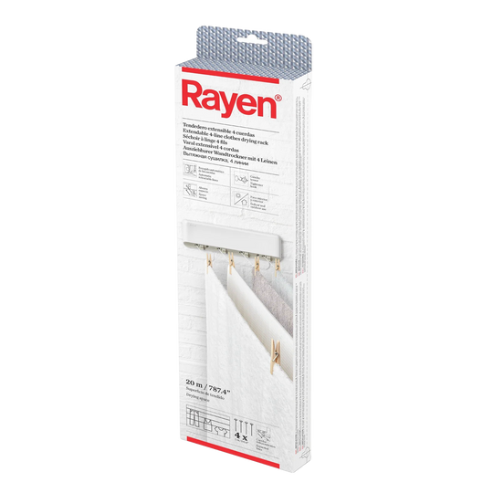 Tendedero de Ropa Retráctil Rayen 20m – 4 Cuerdas Independientes y Rebobinado Automático