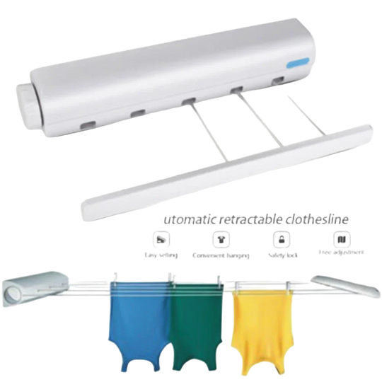 Tendedero de Ropa Retráctil Telescópico de Pared para Interior y Exterior