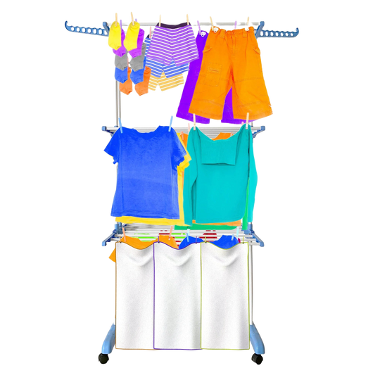 Tendedero de Ropa Vertical Plegable XXL con Ruedas - 20m de Secado, Acero Galvanizado
