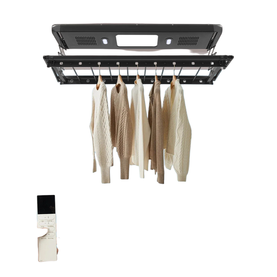 Tendedero Eléctrico con Mando a Distancia, Secador de Ropa Inteligente Telescópico para Balcón, Ahorro de Espacio y Uso Nocturno