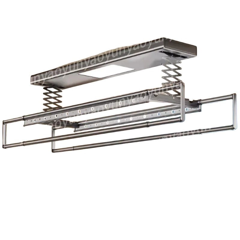 Tendedero Eléctrico de Techo Retráctil, Control Remoto, 210kg, Iluminación Gris
