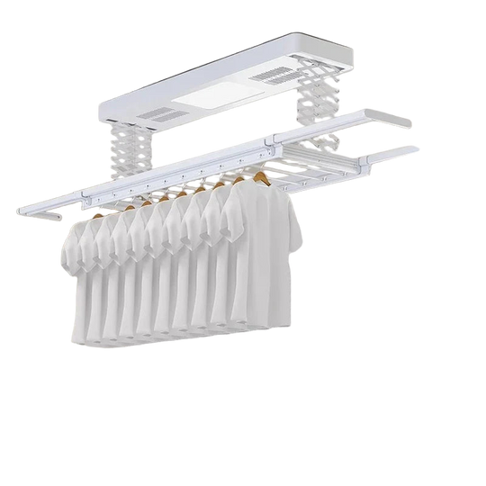 Tendedero Eléctrico Telescópico con Control Remoto Inteligente para Balcón - Secadora de Ropa de 4 Postes Elevables