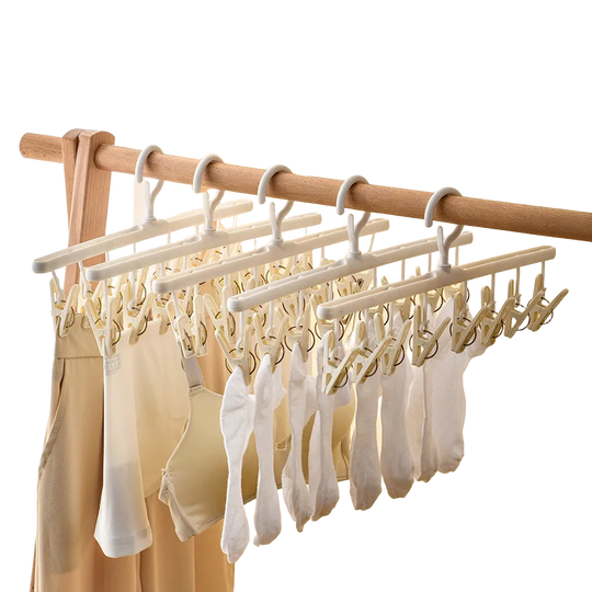 Tendedero Multifuncional con Pinzas Antideslizantes - 5 Barras para Dormitorio