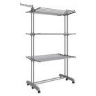 Tendedero Plegable 4 Niveles con Ruedas SONGMICS, 63.5x125.5x173 cm, Acero Inoxidable, 41 kg, Blanco Nude y Gris Paloma