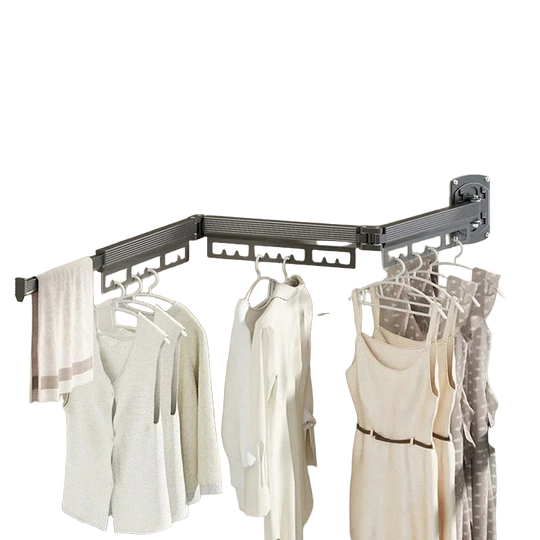 Tendedero Plegable Retráctil de Pared, Sin Perforaciones, Multifuncional para Interior y Balcón