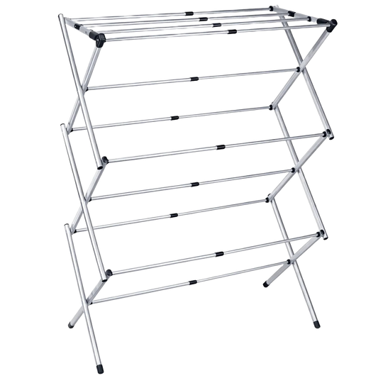 Tendedero Plegable T-LoVendo, Extensible de 43 a 75 cm, Acero Ligero Anticorrosivo, 4 Niveles, Carga 15 kg