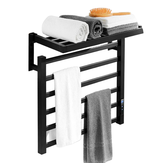 Toallero Eléctrico de Baño Blanco con Pantalla Digital y Control Táctil Termostático, Secador de Toallas, Acero Inoxidable 304