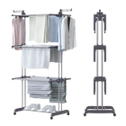 Torre de Ropa Plegable de 3 Niveles Oak & Tea XL Compacta
