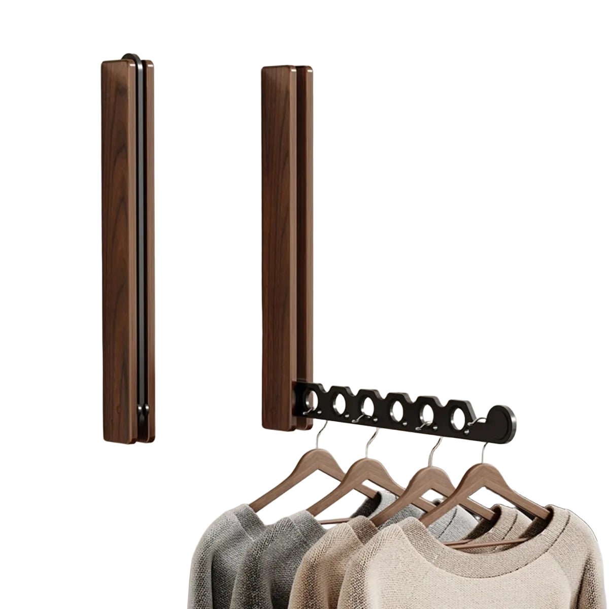 Wall Mounted Drying Rack Foldable Clothes Hanger Space Saving Laundry Organizer Wooden Collapsible Storage Rack