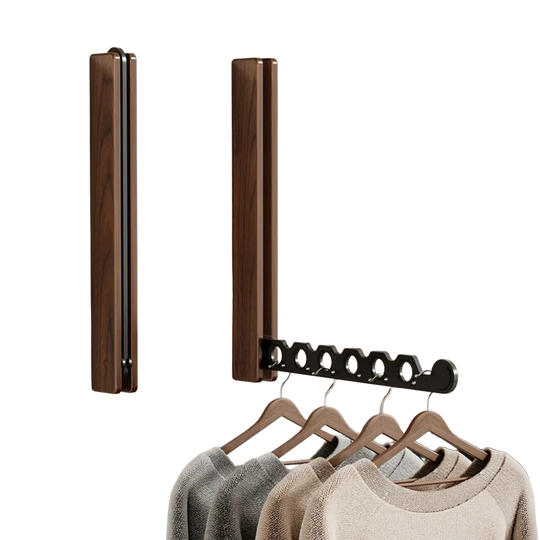 Wall Mounted Drying Rack Foldable Clothes Hanger Space Saving Laundry Organizer Wooden Collapsible Storage Rack