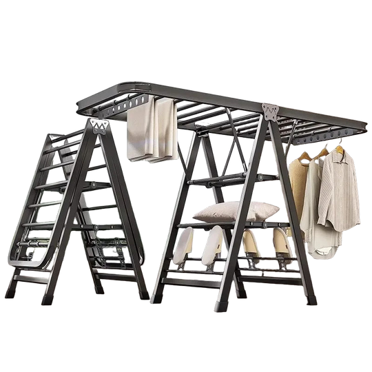 Tendedero de Ropa Plegable Multifuncional, de Suelo a Techo para Balcón, Interior y Exterior